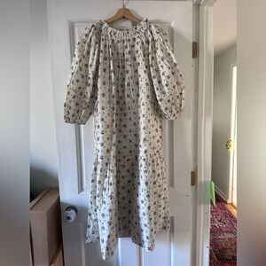THE GREAT. Floral Cream Dress